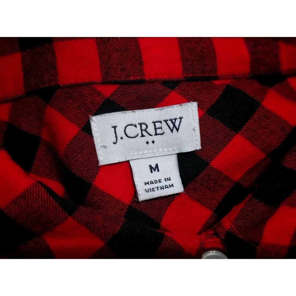 J Crew Red Black Buffalo Plaid Flannel Button Down‎ Shirt Womens M